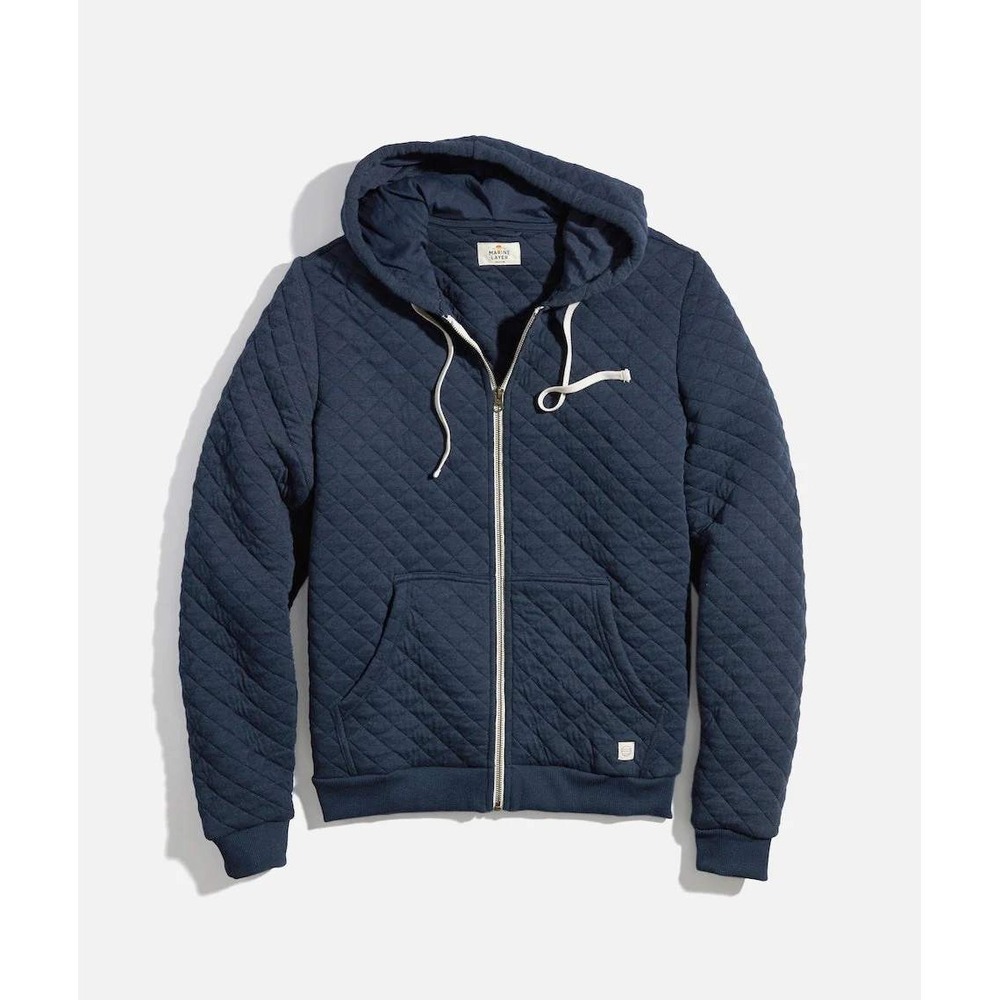 Marine Layer Corbet Quilted Full Zip Hoodie Navy 2XL New‎ With Tags